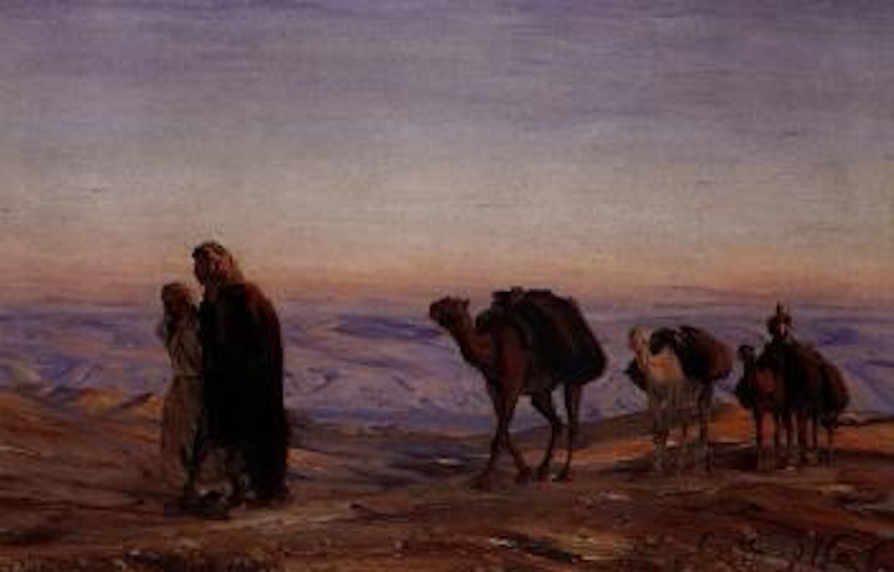 Caravan of camels in the Judean Desert by Ludwig Blum