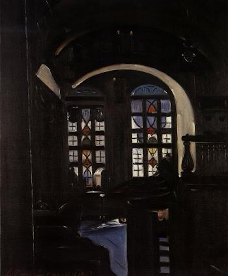 Interior of the synagogue at Misgav Ladach, Jersualem by Ludwig Blum