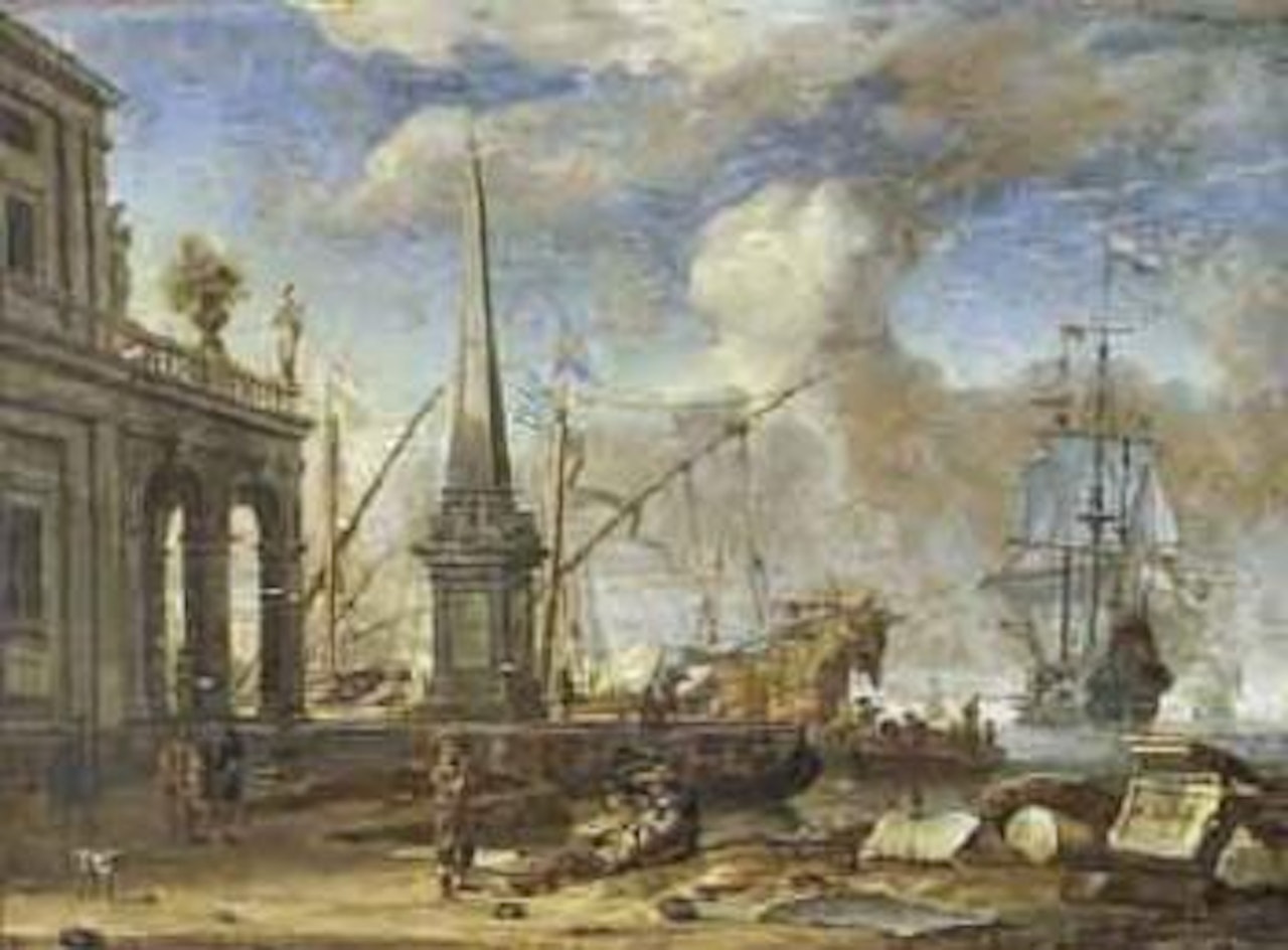 Fumeurs au port by Abraham Storck