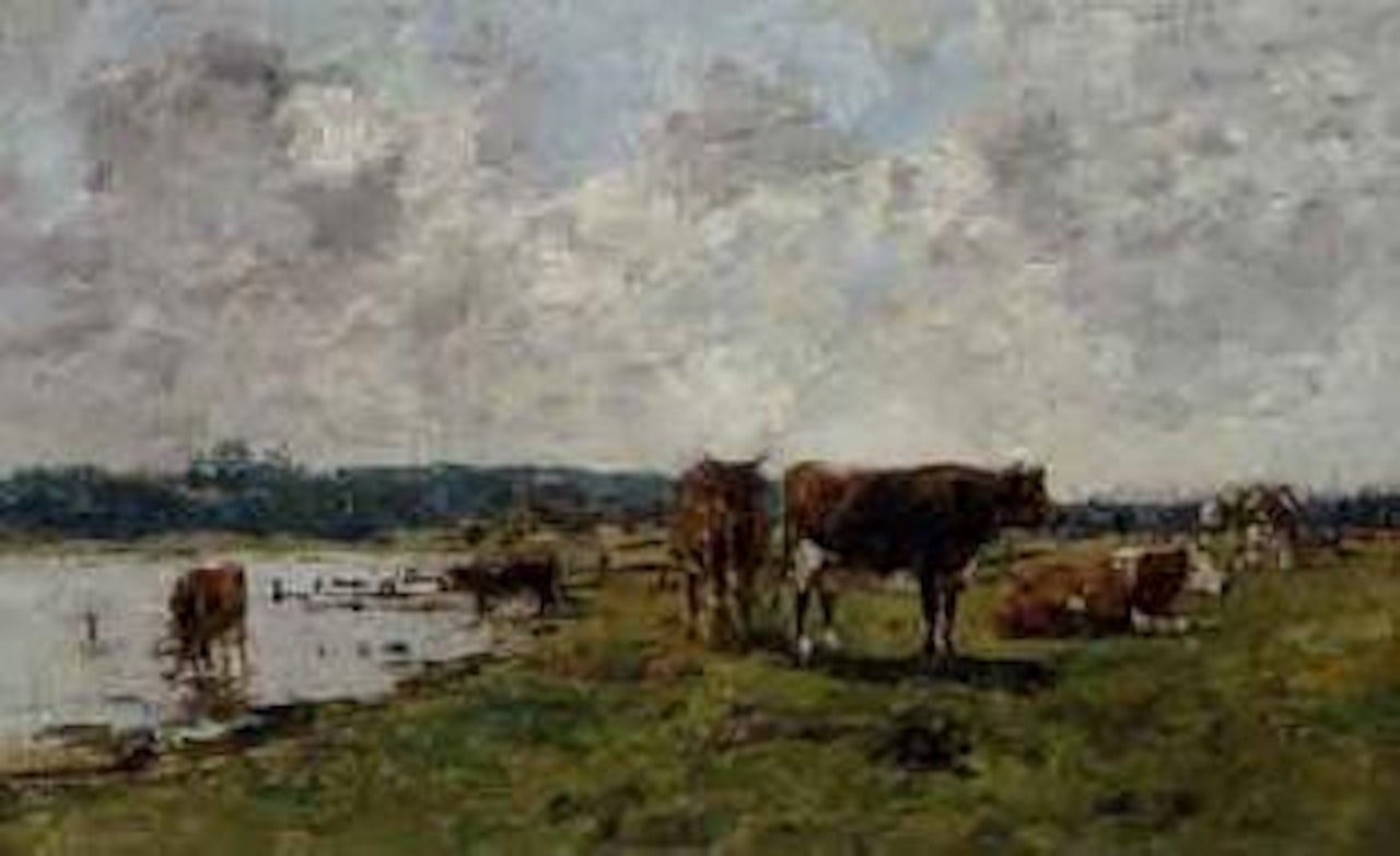 Vaches au bord de la Touques by Eugène Boudin