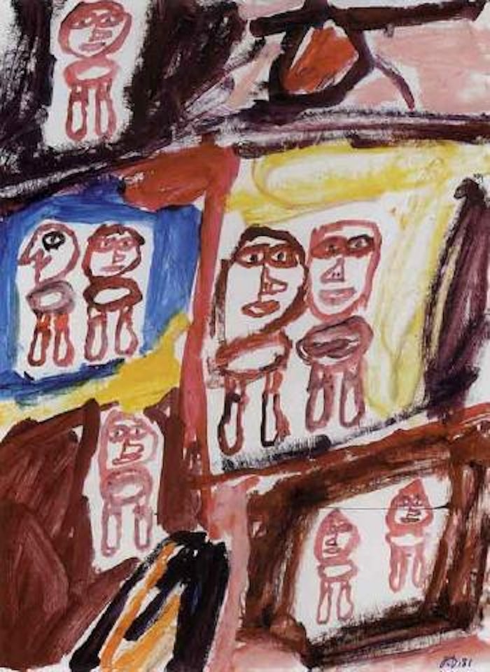 Site avec 8 personnages by Jean Dubuffet