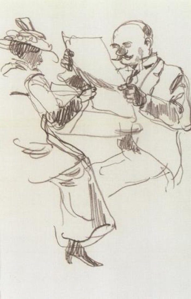 Elderly couple by the table by George Grosz