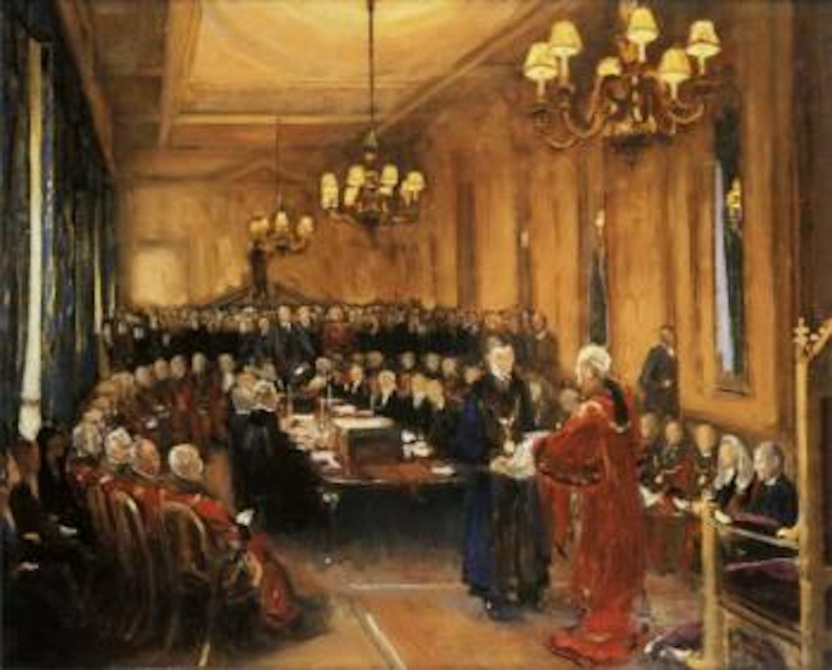 Sketch for his Royal Highness the Prince of Wales receiving from the Lord Mayor letters by John Lavery