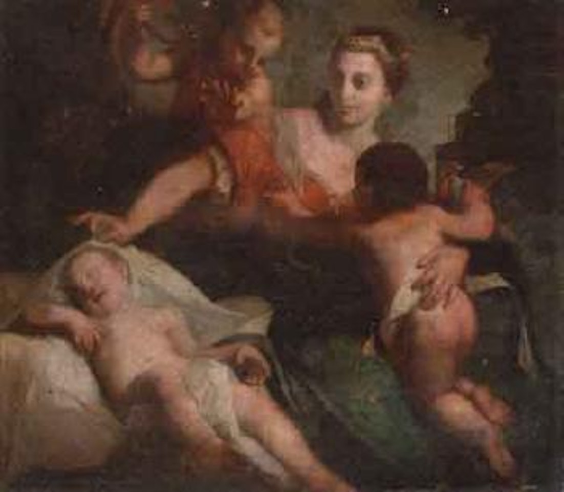Lady with tiara surrounded by putti by Venetian School