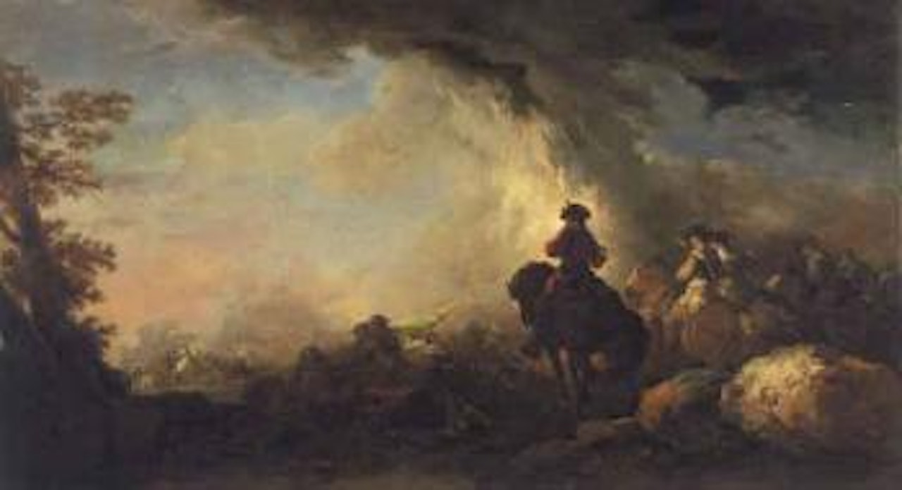 Cavalry battle with horsemen about to enter the fray by Francesco Giuseppe Casanova