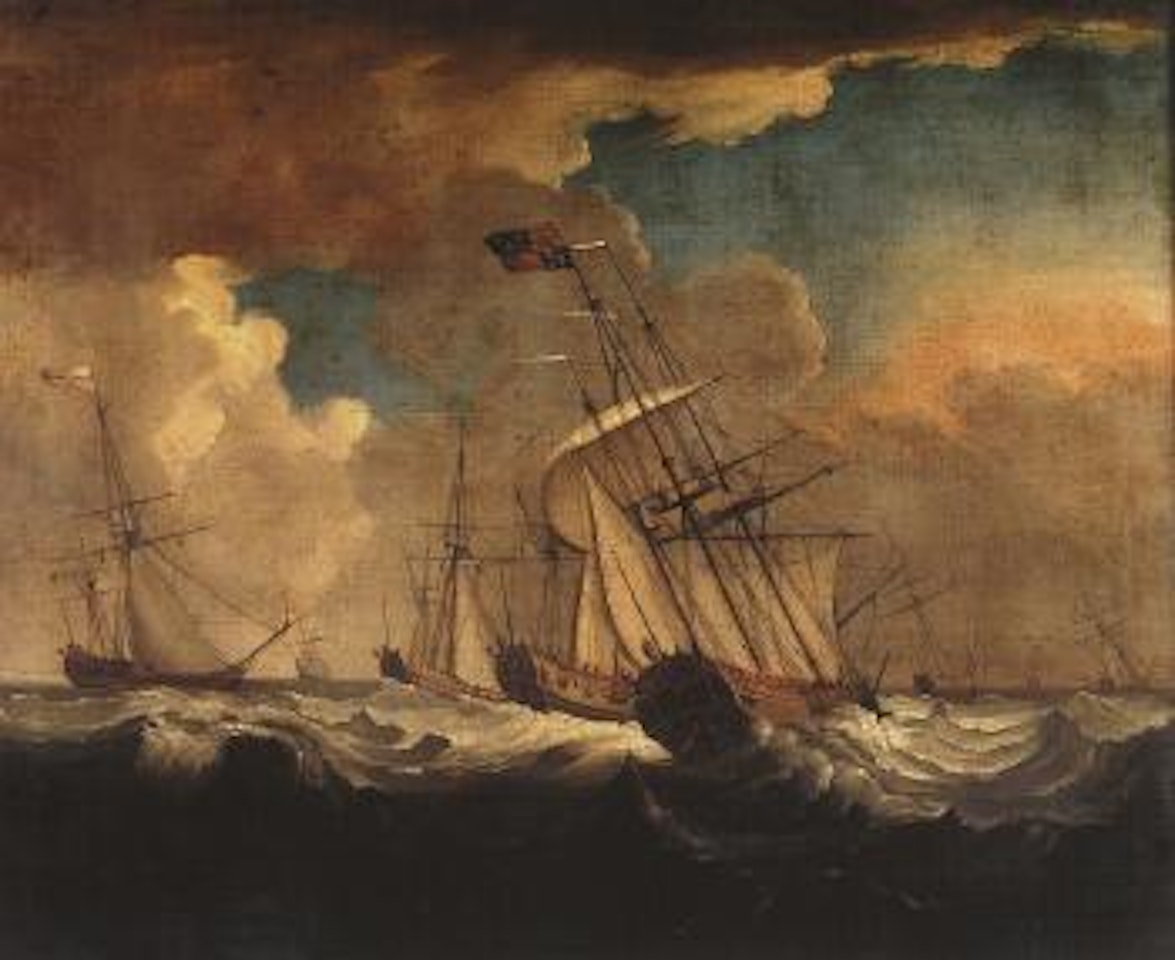Tatar, escorting the Royal Charlotte to England, under the command of Rear-Admiral John Knight by Francis Swaine