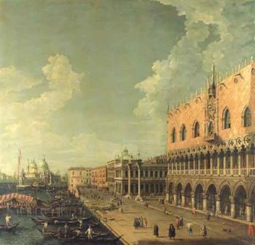 The Doge's Palace, Venice and the Molo, looking west towards the Punta della Dogana by Canaletto