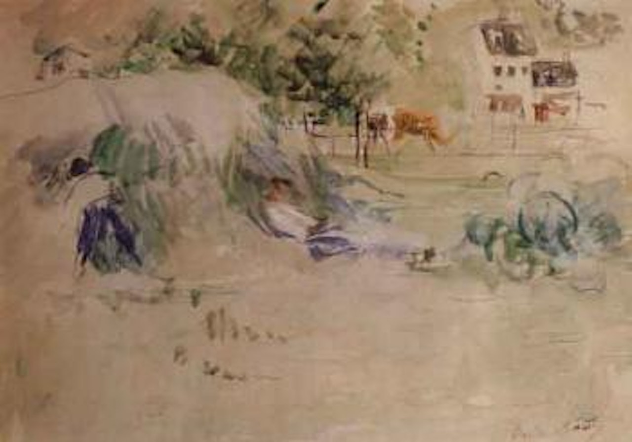 Les foins a Bougival by Berthe Morisot