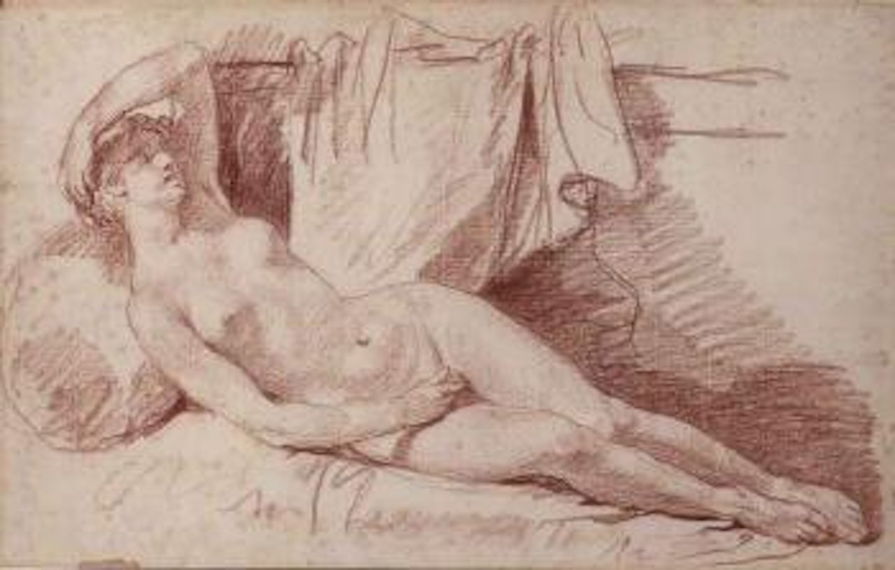 Reclining female nude by Jean-Baptiste Greuze