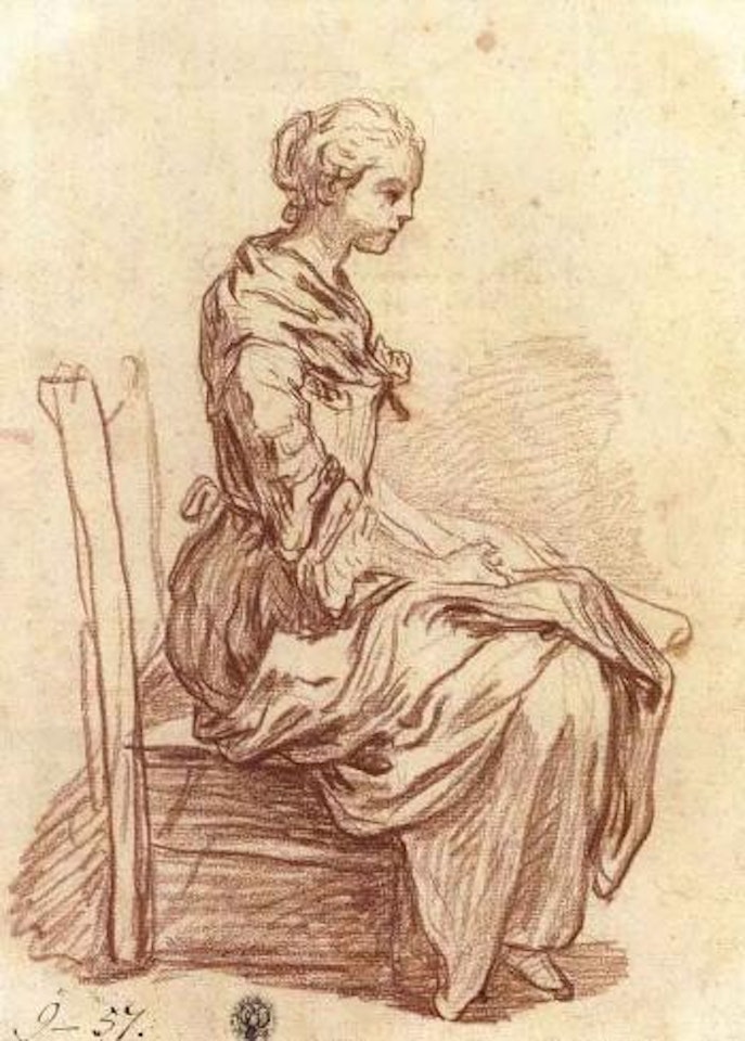 Seated girl in profile by Jean-Baptiste Greuze