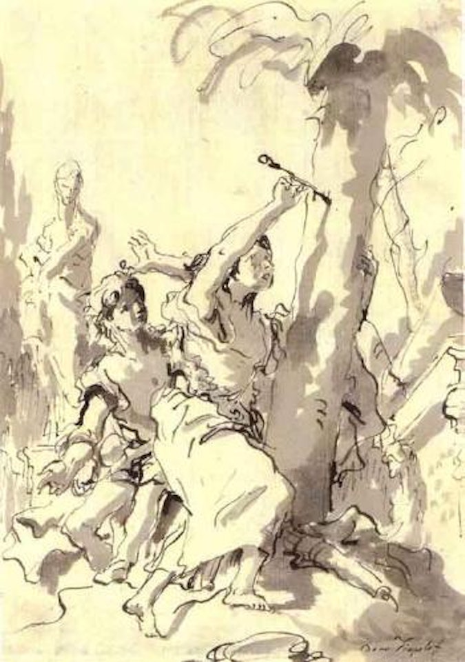 Angelica and Medoro carving their names on a tree by Giovanni Domenico Tiepolo