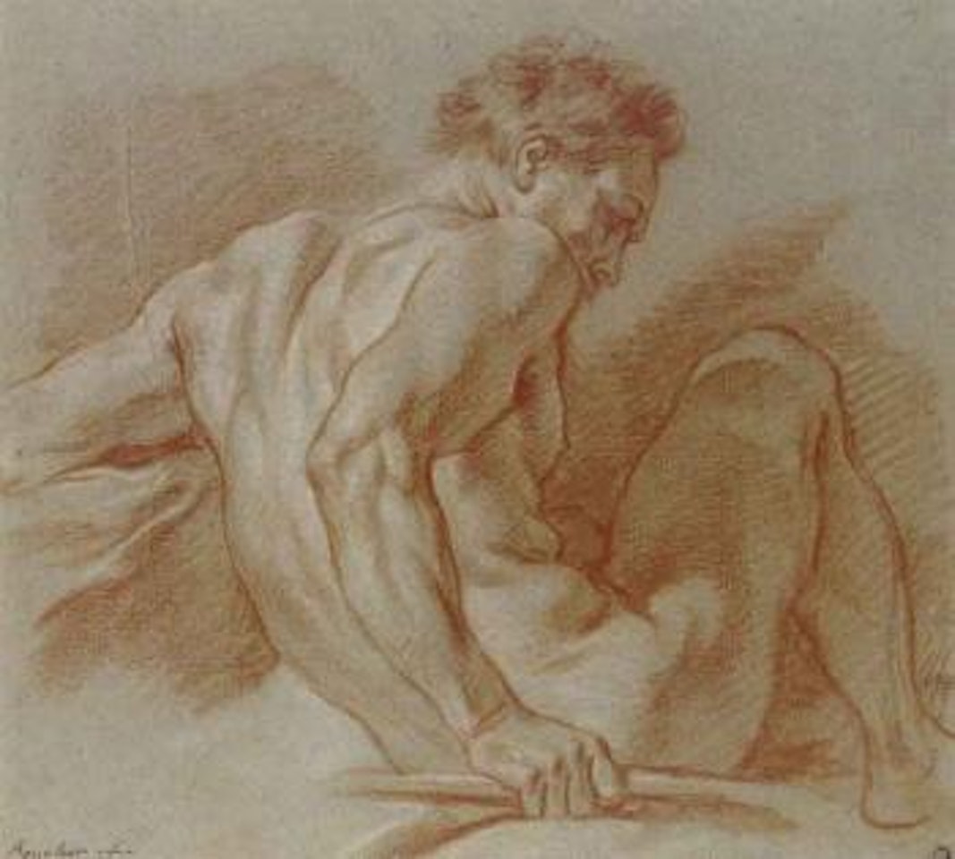 Seated nude holding a staff by Francois Boucher