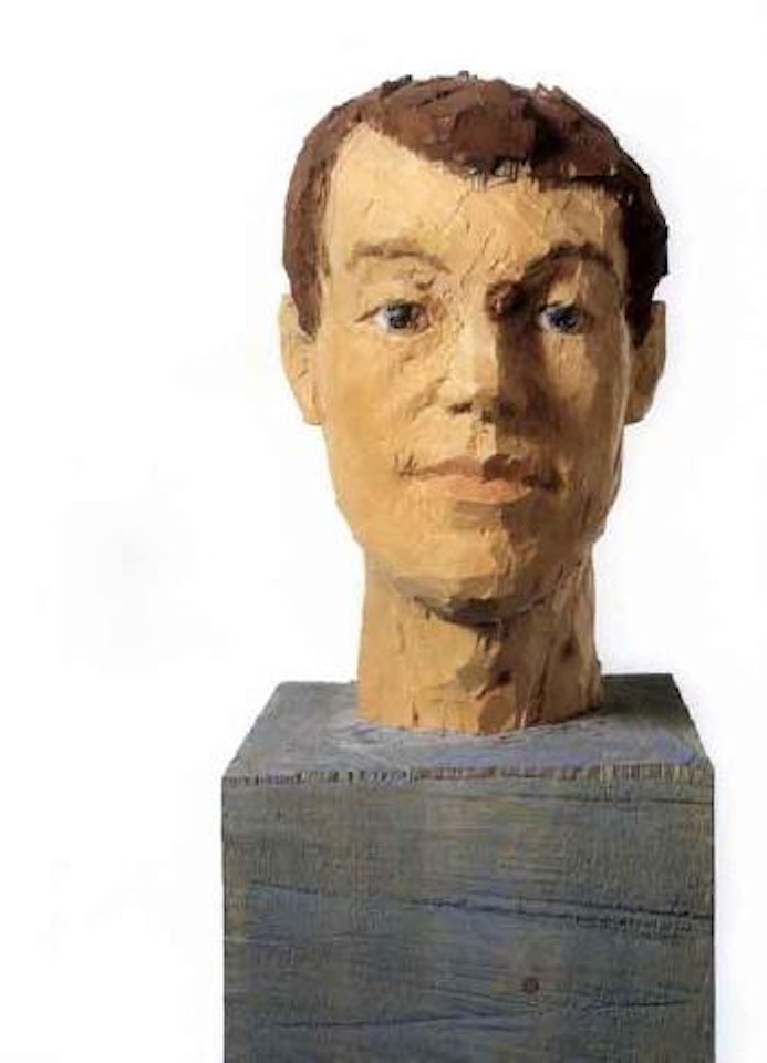 Man's head on a column by Stephan Balkenhol