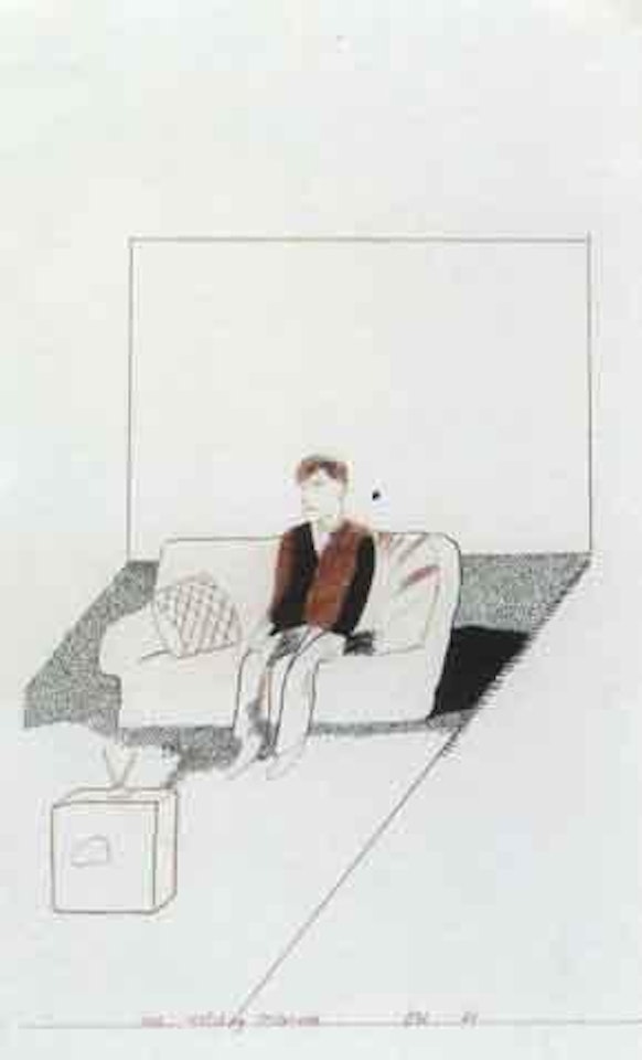 Man watching television by David Hockney