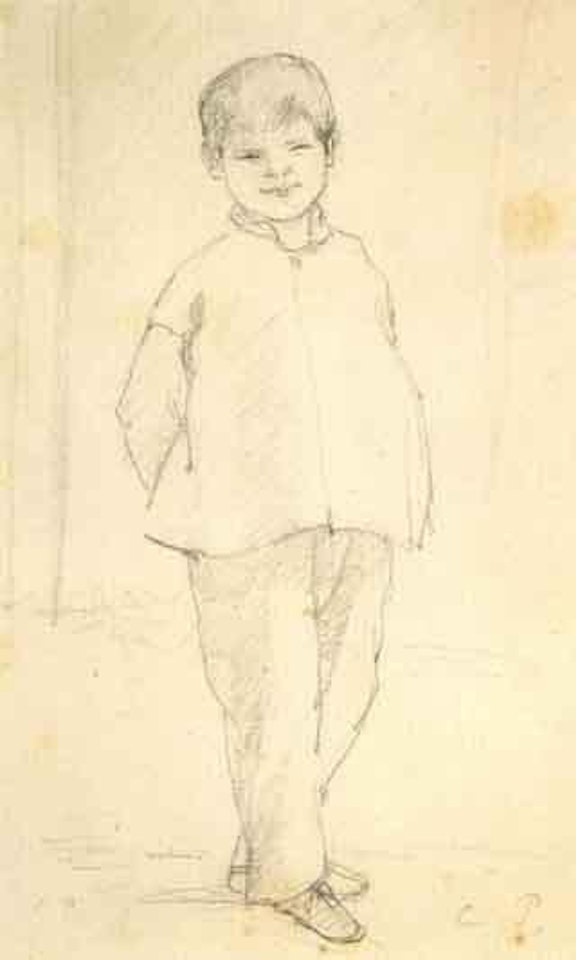 Portrait d'enfant debout. Portrait d'enfant au chapeau by Camille Pissarro