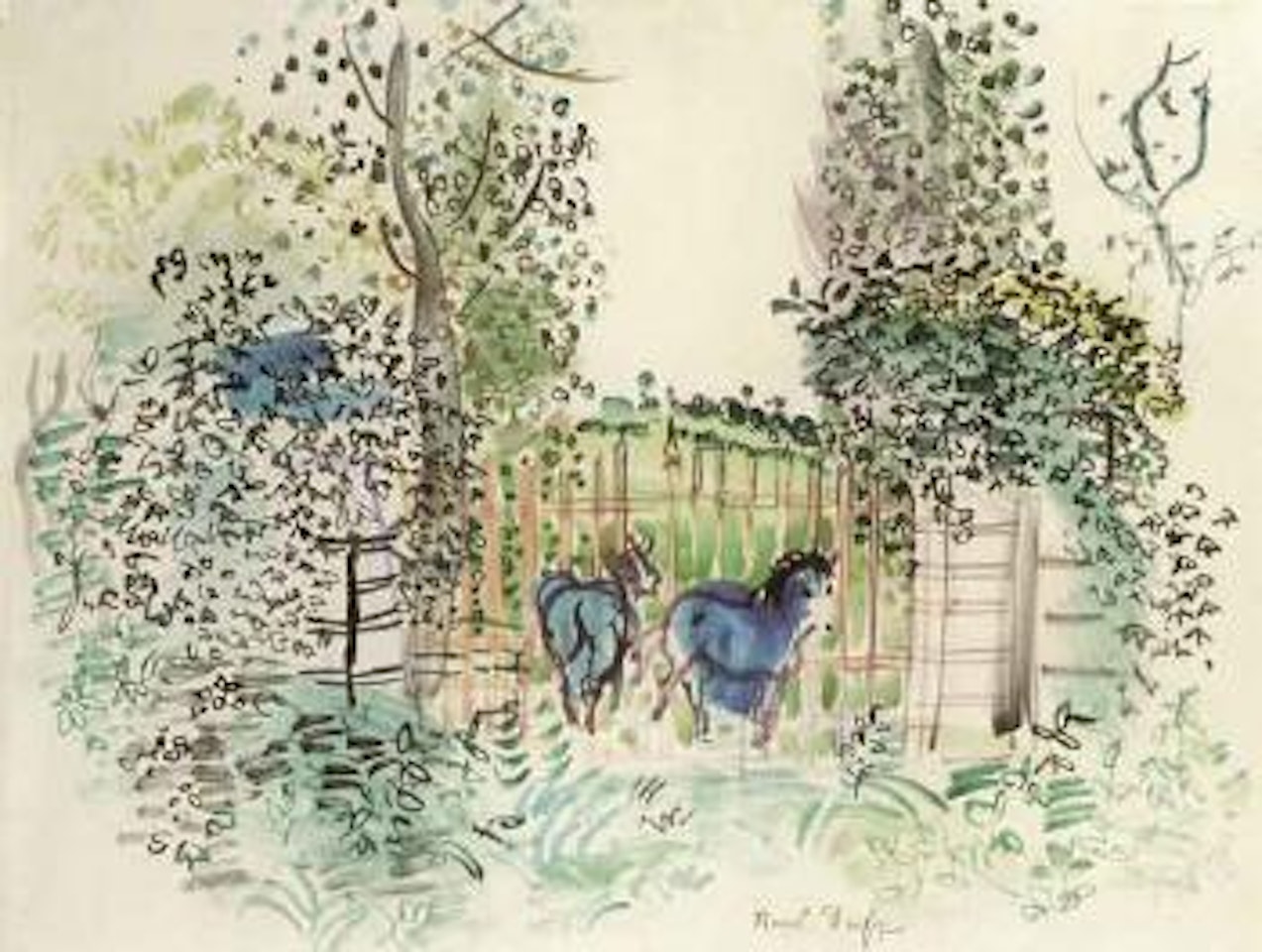 Chevaux devant une grille by Raoul Dufy
