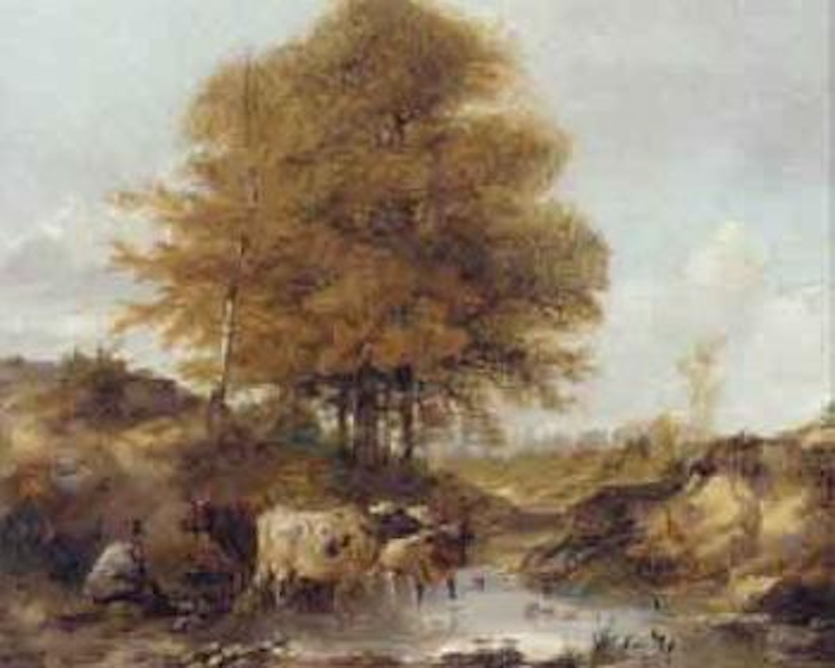 Cattle watering by Thomas Sidney Cooper