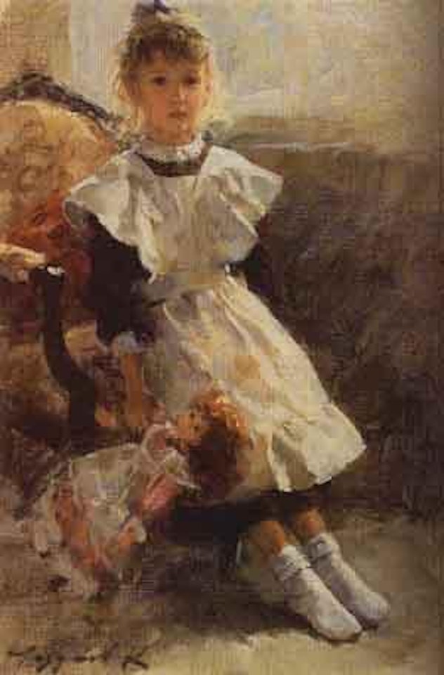 Young girl with doll by Constantin Razoumov