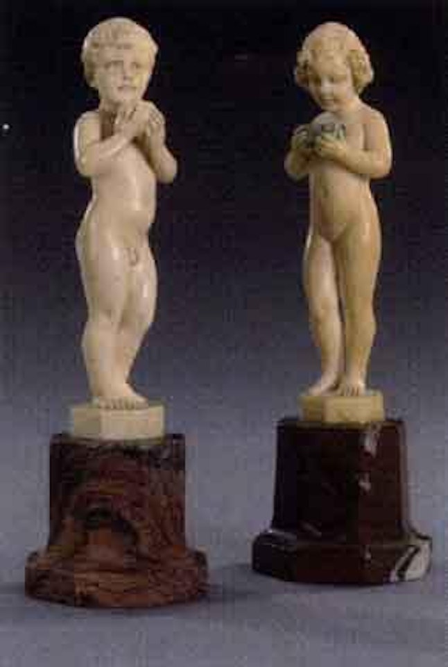 Children, boy with apple. Girl with casket by Ferdinand Preiss