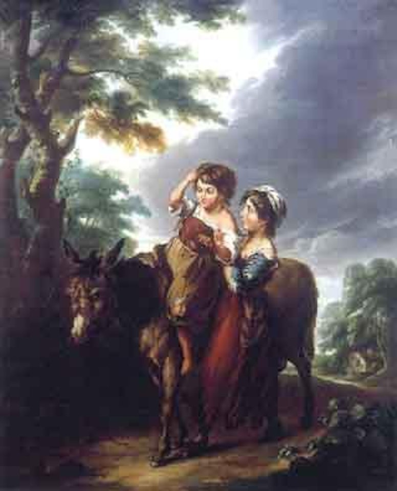 Two peasant children with a donkey by Thomas Gainsborough