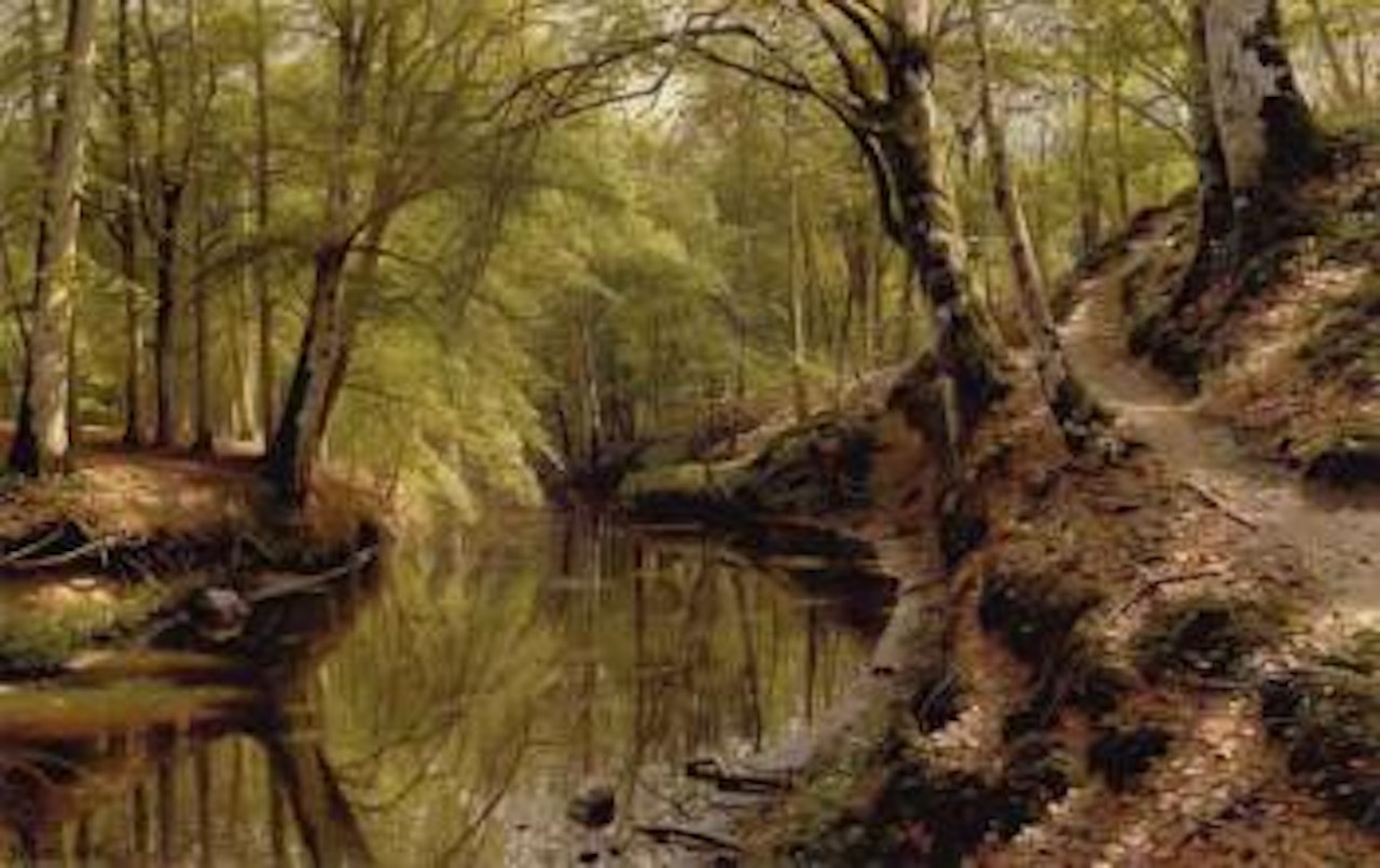 Brook running through spring wood by Peder Mork Monsted