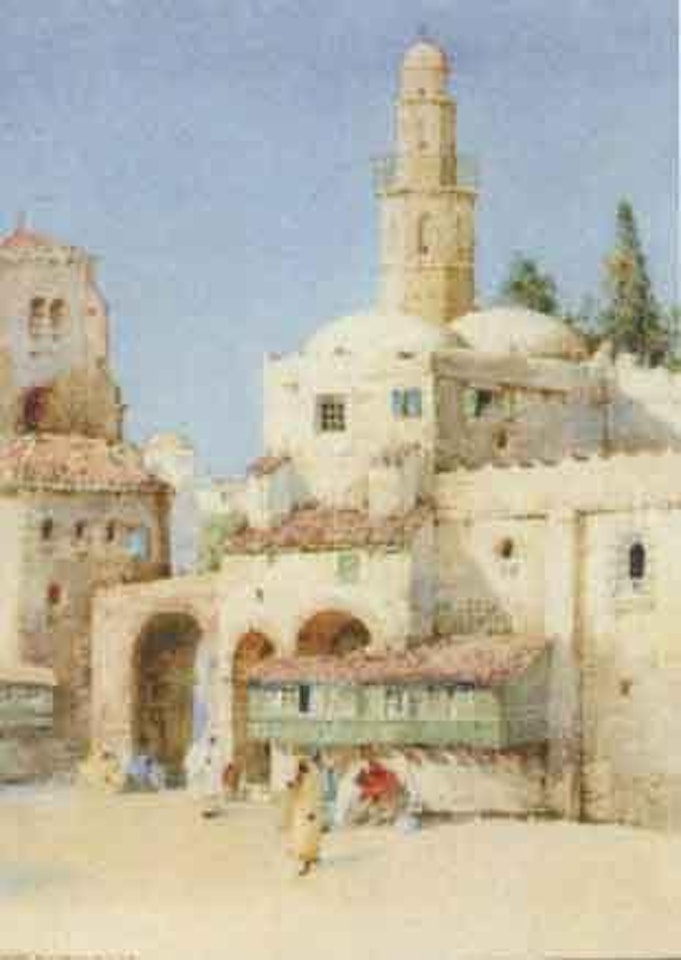 Arabs before a mosque by Noel Harry Leaver