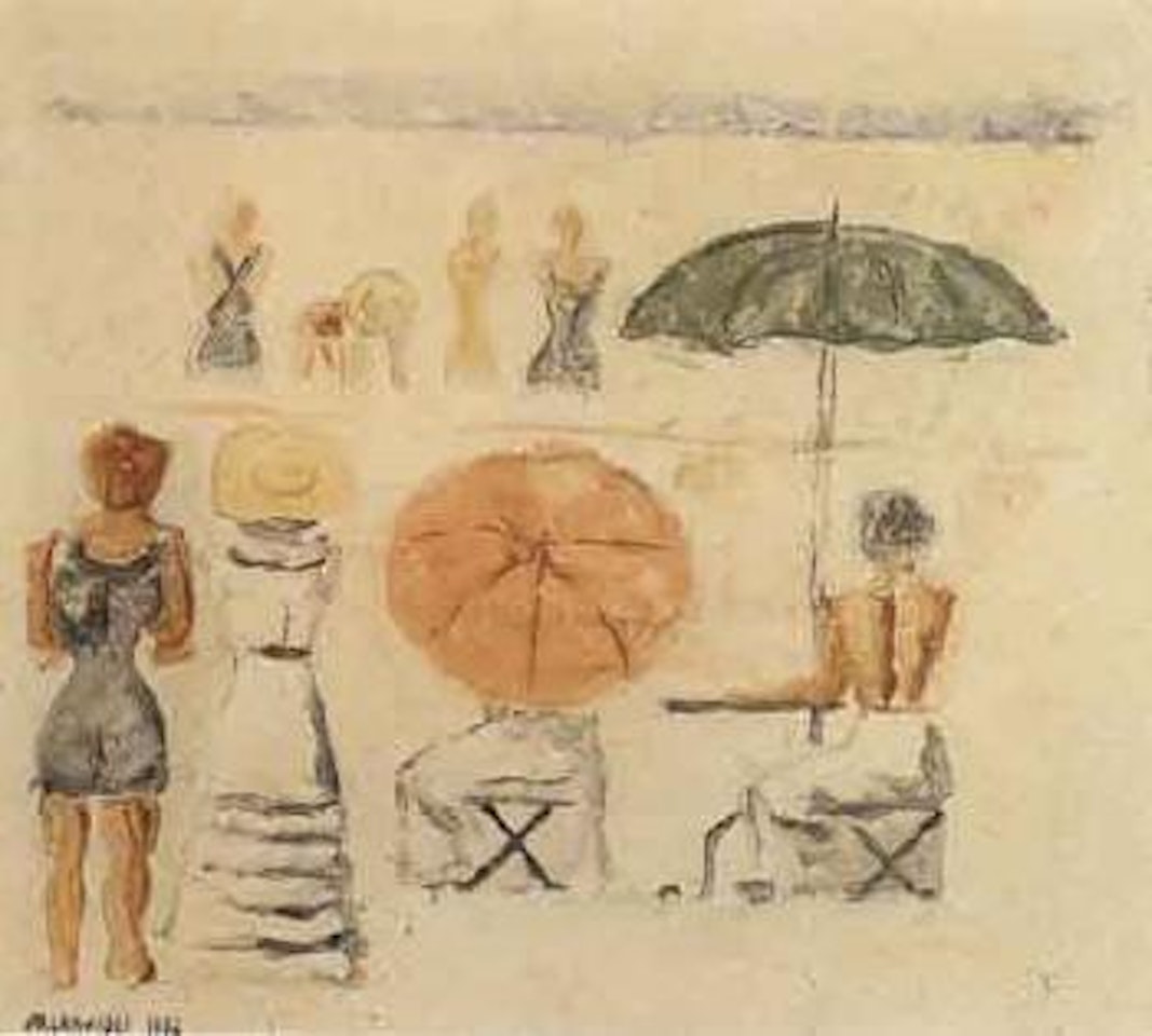 Bathers at beach by Massimo Campigli