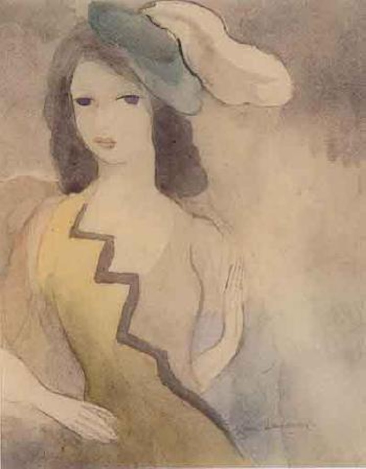 Jeune fille au bonnet vert a plumet blanc by Marie Laurencin