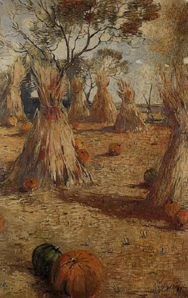 Haystacks and pumpkins by Guy Carleton Wiggins