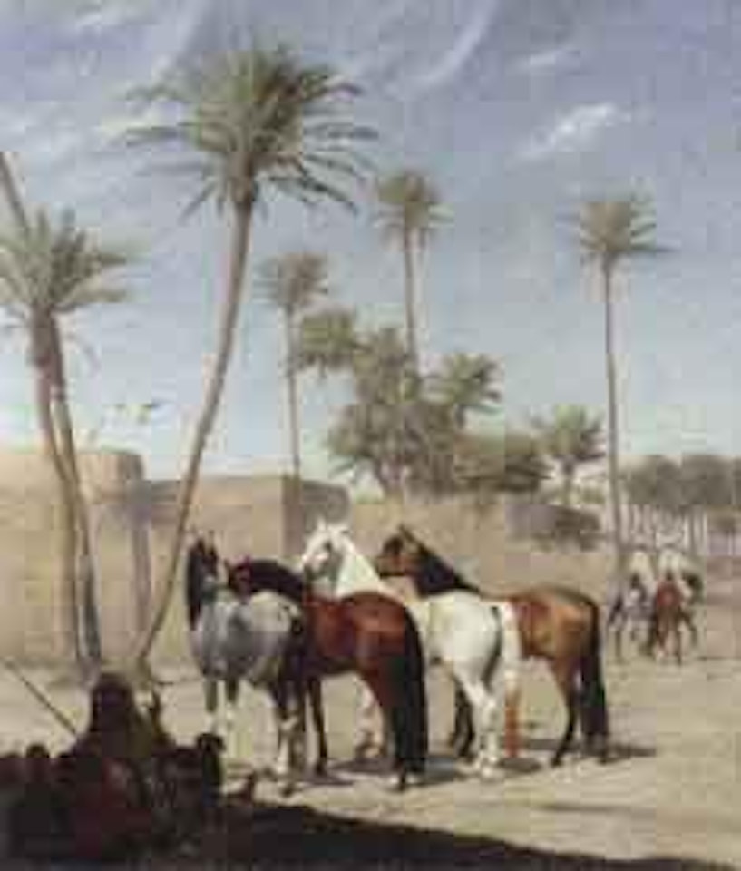 Four tethered horses by French School