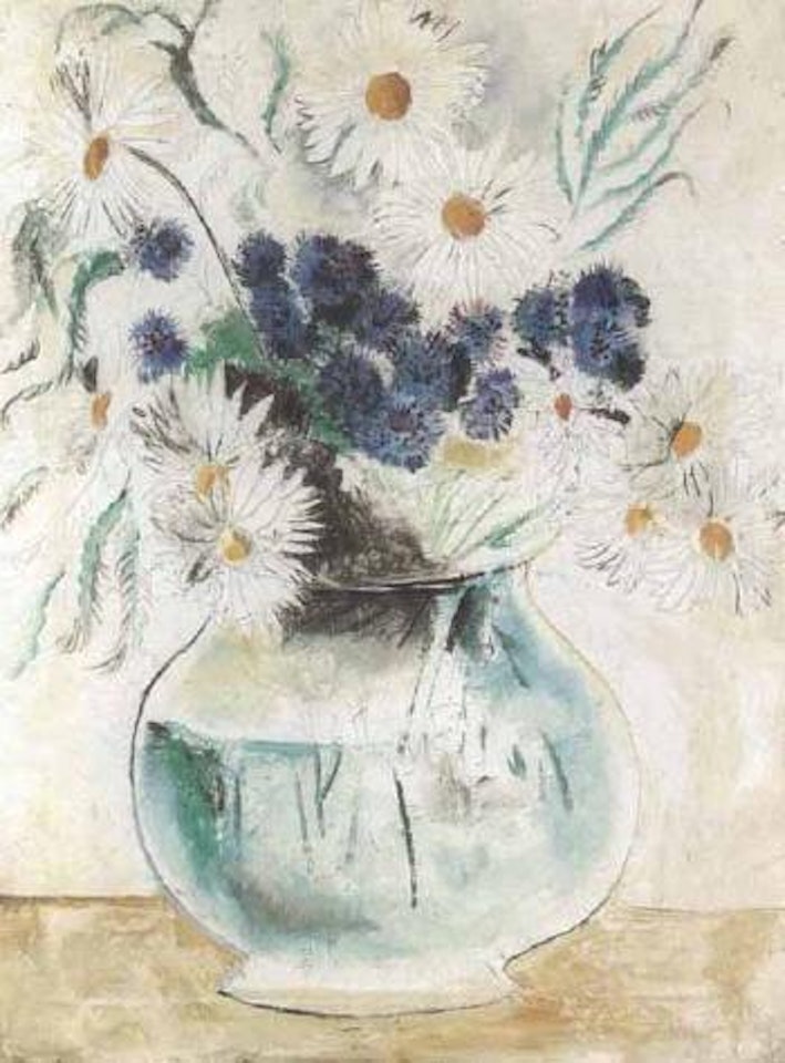 Daisies and cornflowers in a glass bowl by Christopher Wood