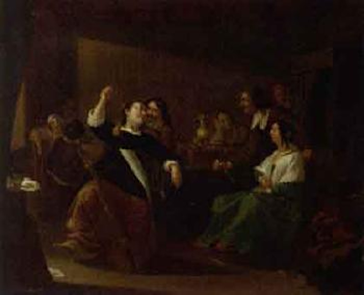 Officers drinking and smoking in a brothel by Jacob Duck