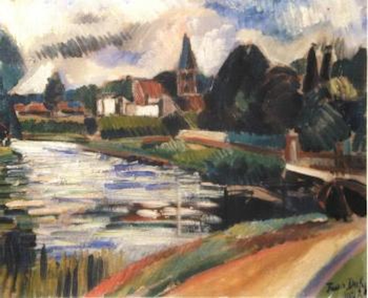 Village en bord de riviere by Jean Dufy