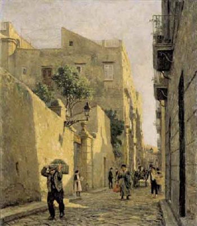 Italian street scene by Paul Fischer