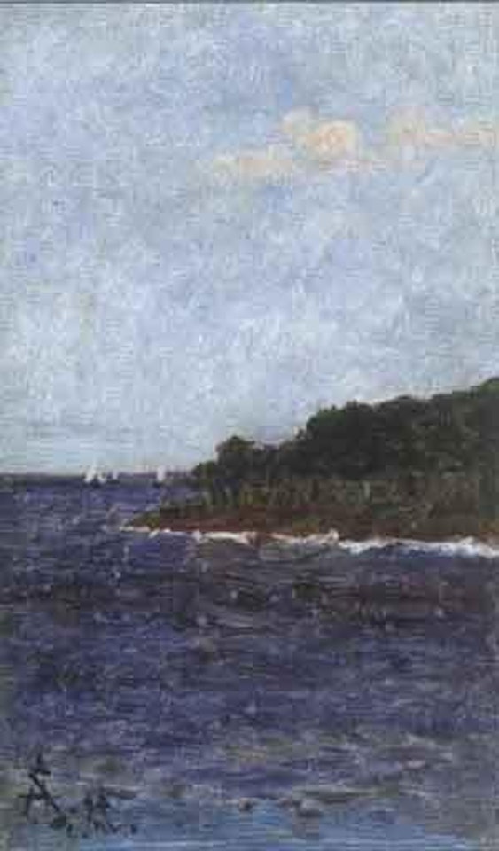 Small sailing boats by the creek by Alfred Stevens
