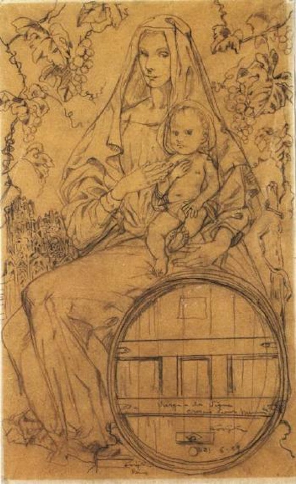 Vierge sur le tonneau dans le vignoble champenois by Leonard Tsuguharu Foujita