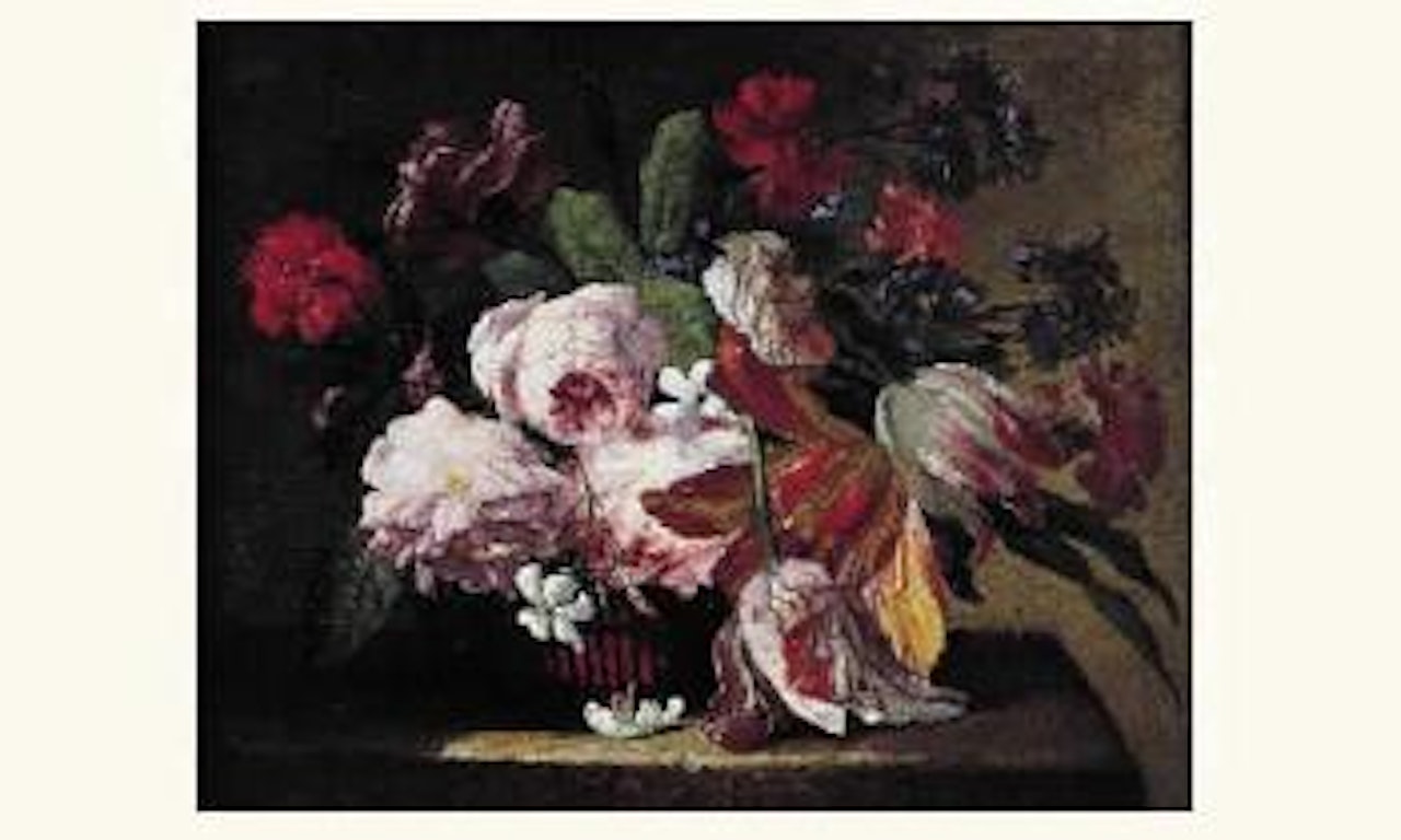 Still life with basket of flowers by Abraham Brueghel
