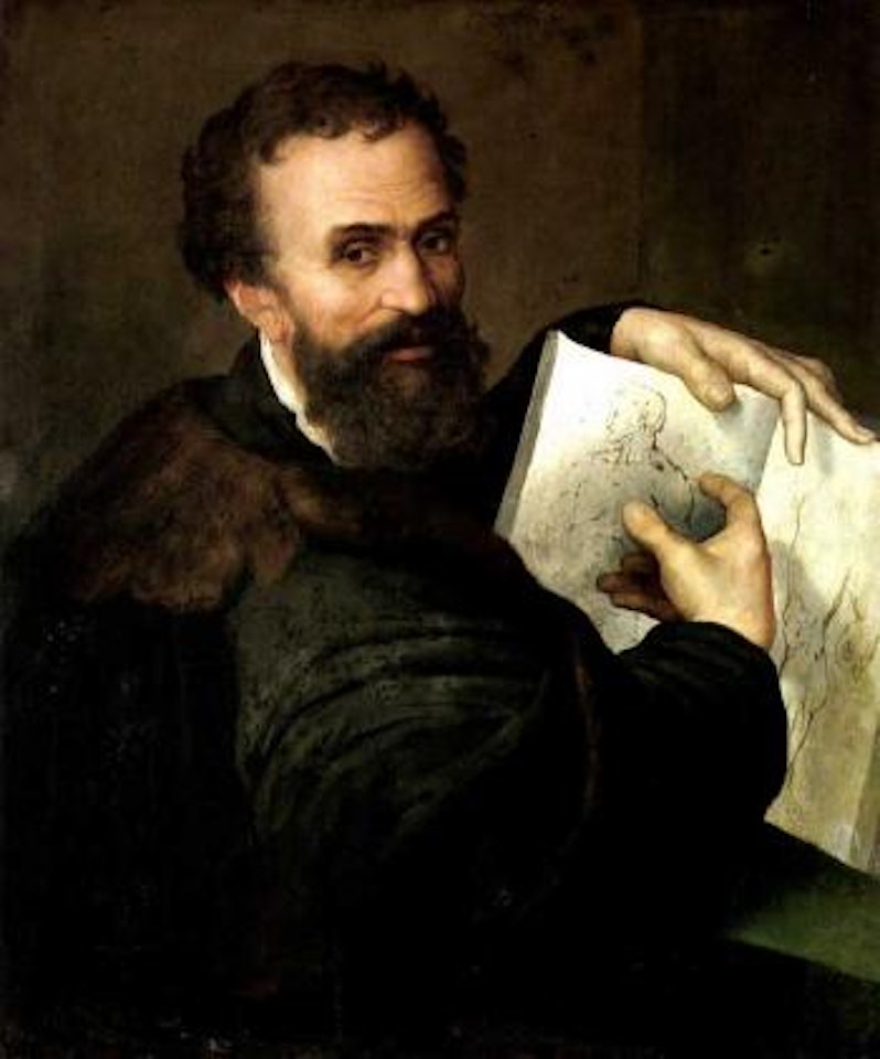 Portrait of Michelangelo Buonarotti, pointing at one of his drawings by Bartolomeo Passarotti
