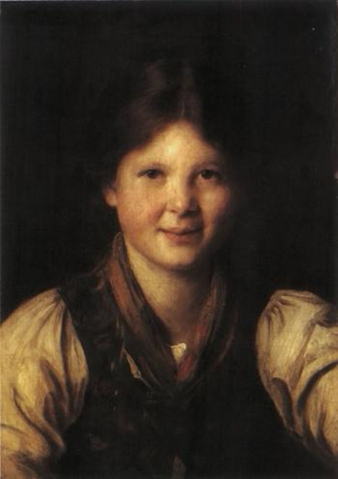 Portrait of young woman in costume by Franz von Defregger