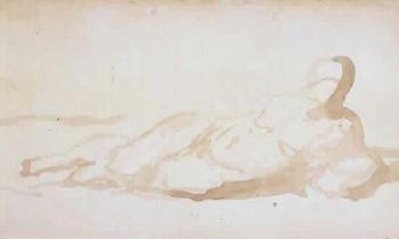 Femme etendue a terre, accoudee by Honoré Daumier