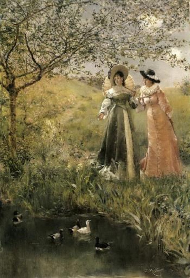 Springtime stroll by Jean Francois Raffaelli