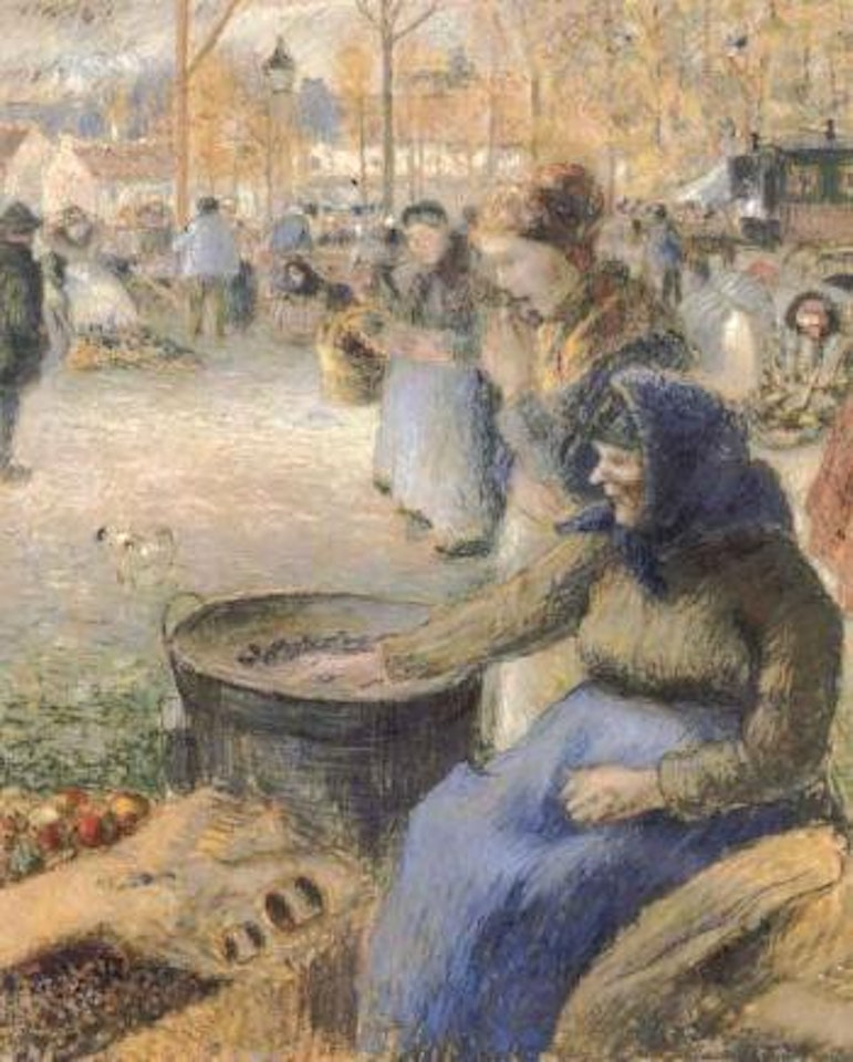 La marchande de marrons, foire de la St. Martin, Pontoise by Camille Pissarro