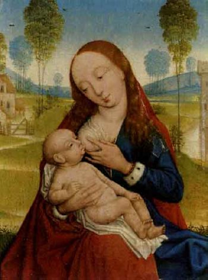 Maria with child in landscape by Hans Memling