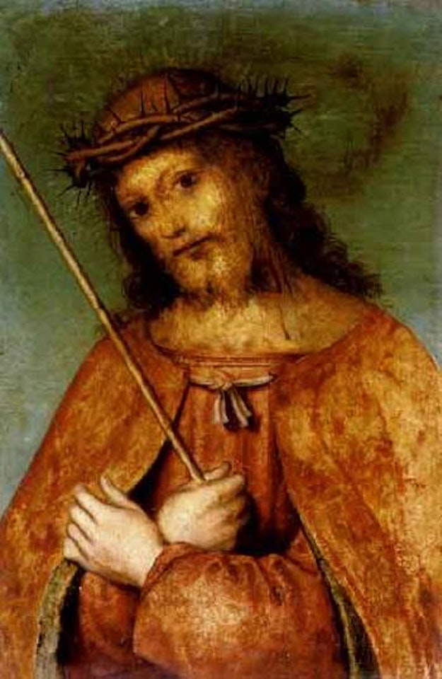 Christ wearing crown of thorns by German School
