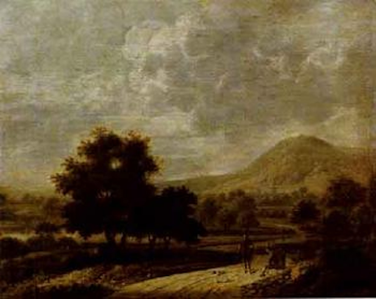 Traveller and peasant on track by Dutch School