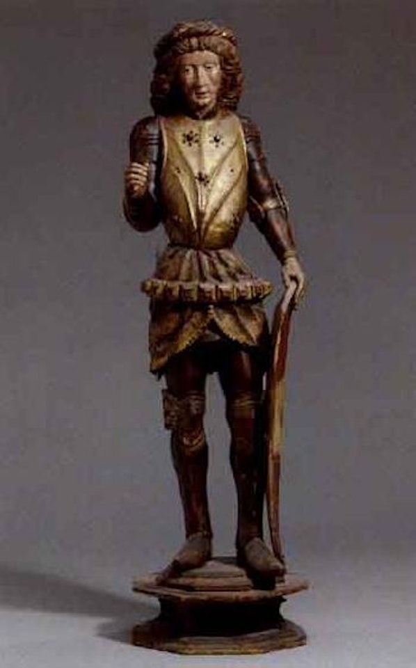 Saint holding shield by German School