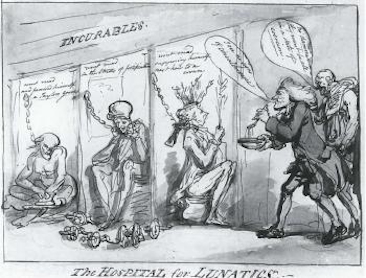 Hospital for lunatics by Thomas Rowlandson