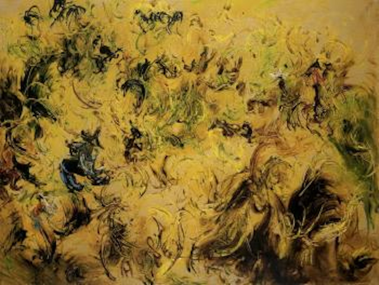 Farmer in a landscape by Affandi