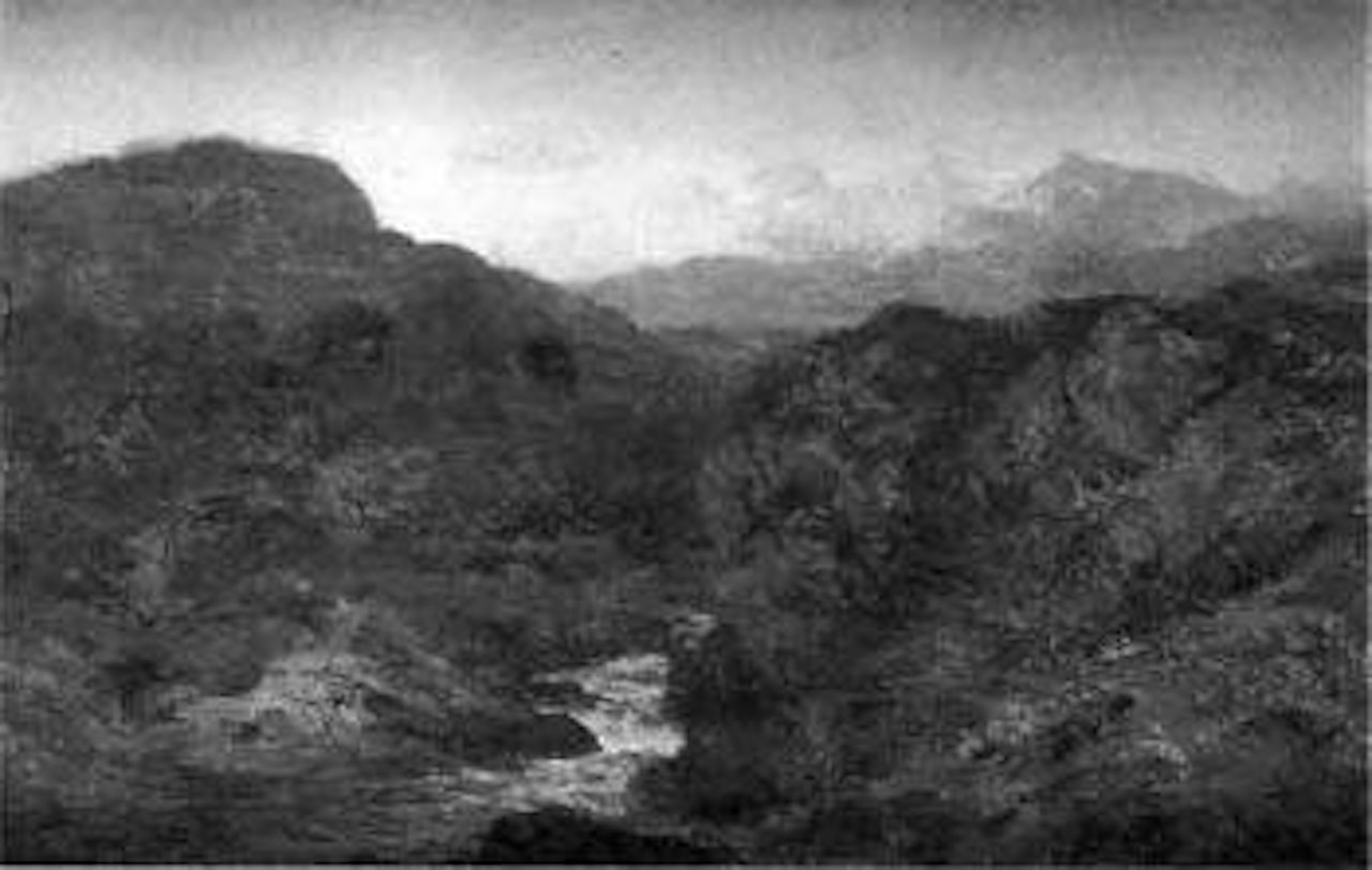 Angler by a stream, in the Lledr Valley, North Wales by Benjamin Williams Leader
