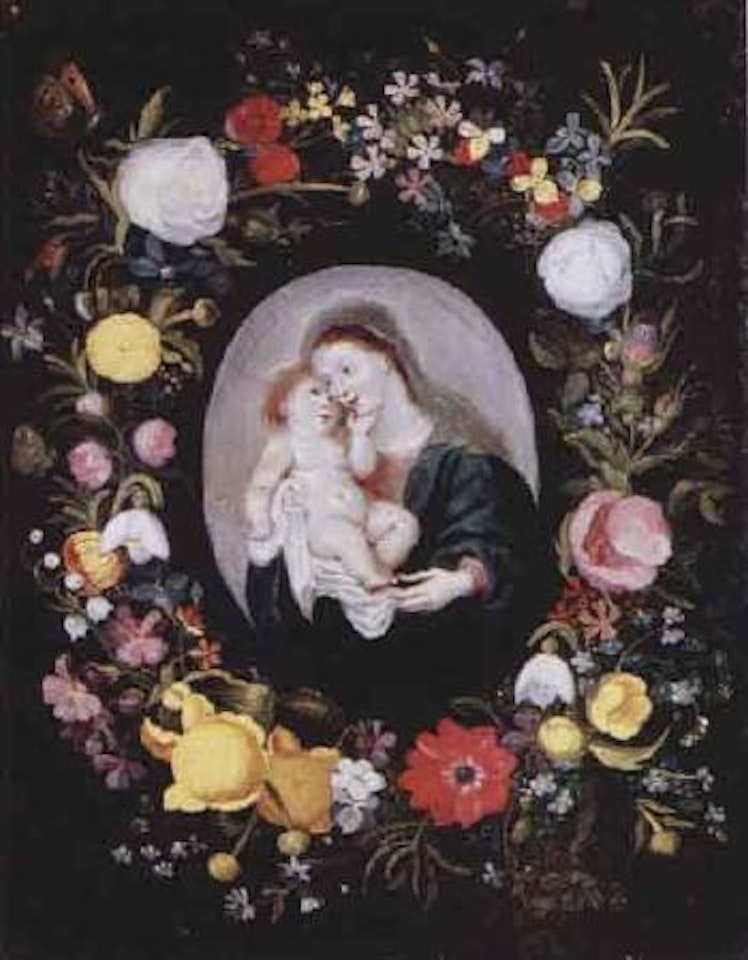 Virgin and Child surrounded by a garland of flowers by Frans Francken II